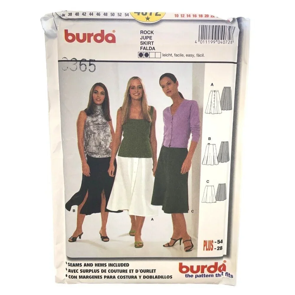 Burda‎ Sewing Pattern 4072 Skirt Rock Jupe Falda Misses Size 10-28